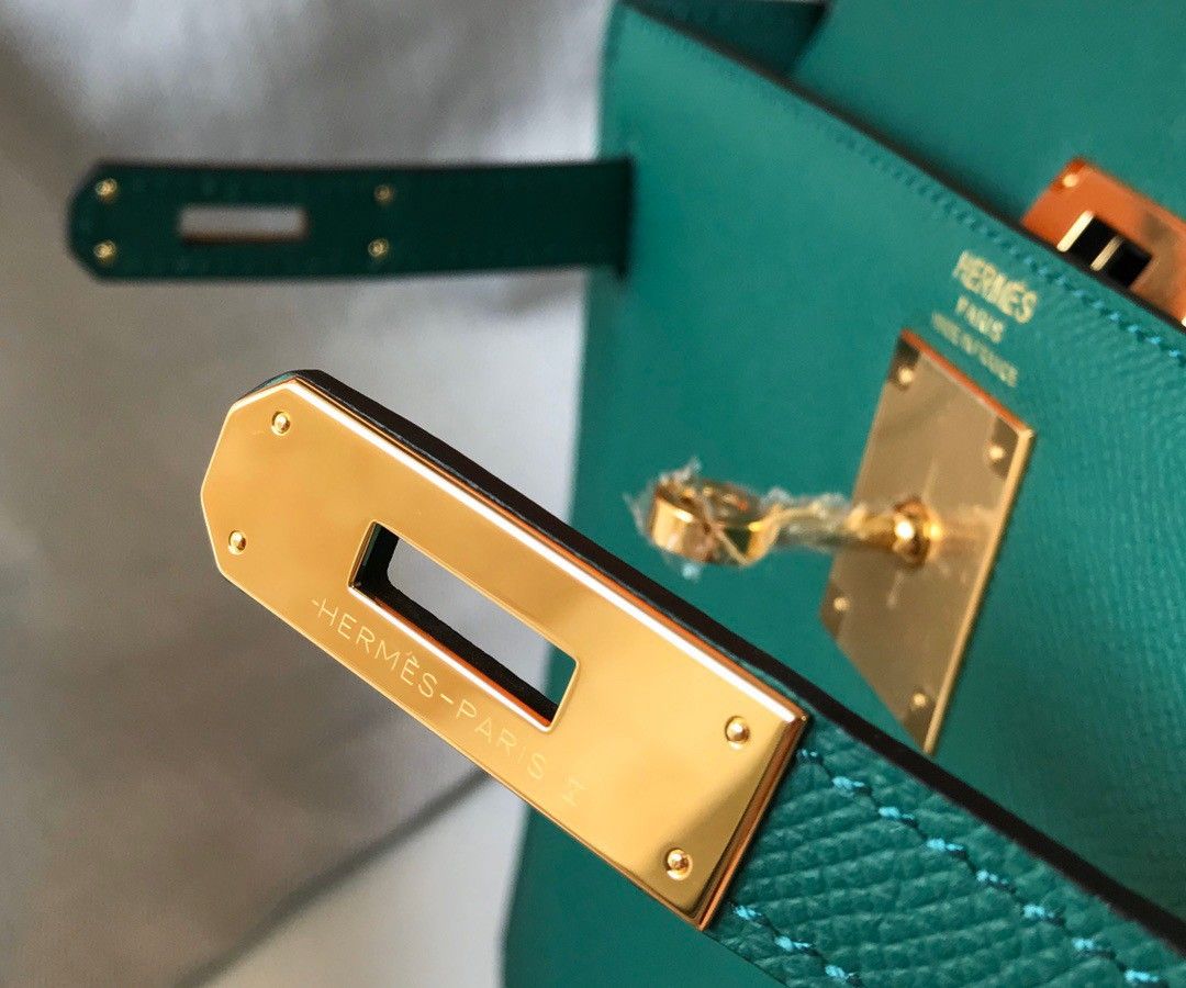 Hermes Kelly 28cm Sellier Bag in Malachite Epsom Calfskin GHW