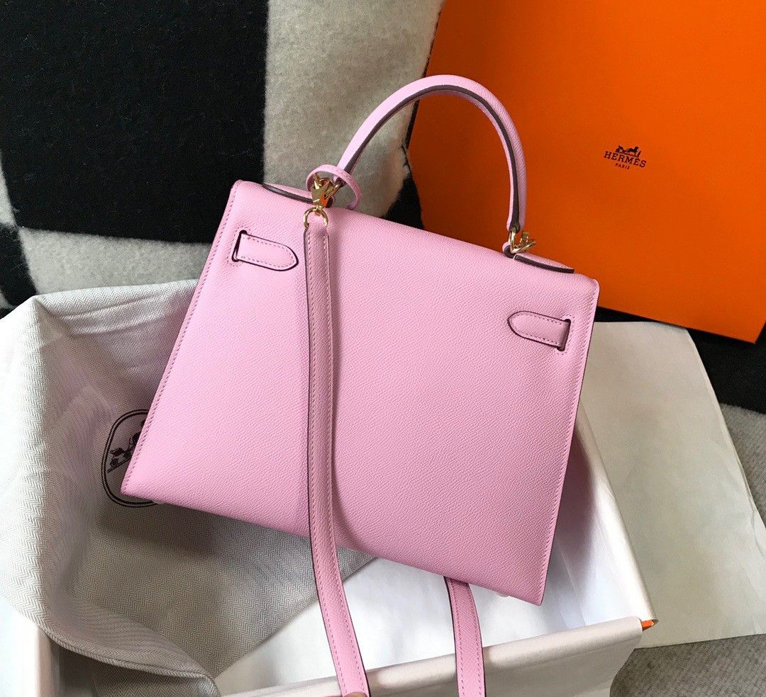 Hermes Kelly 28cm Sellier Bag in Mauve Sylvestre Epsom Calfskin GHW