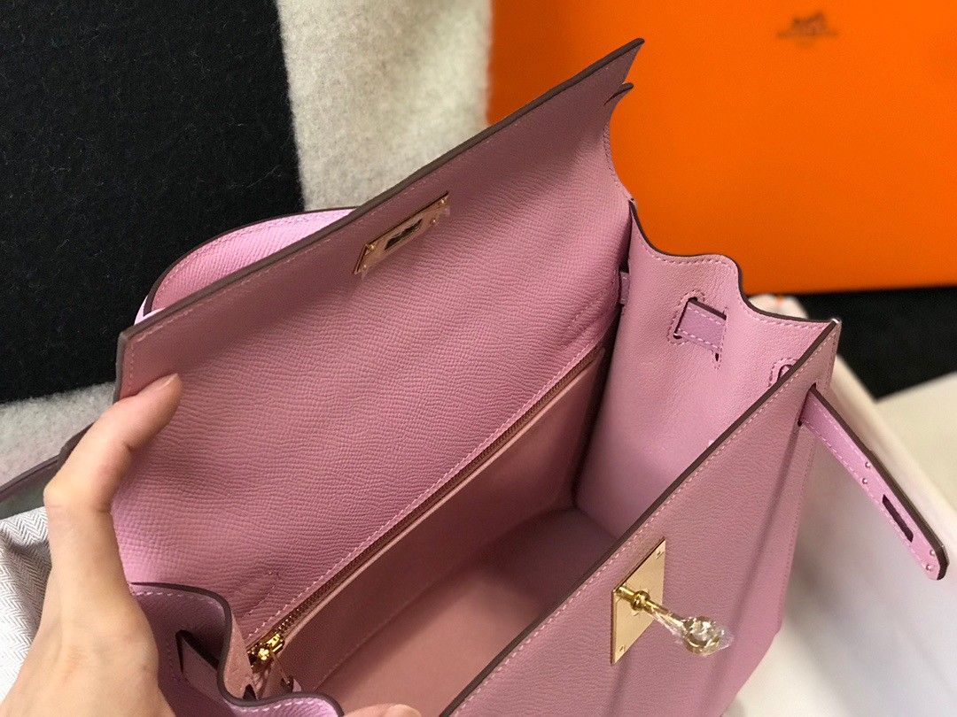 Hermes Kelly 28cm Sellier Bag in Mauve Sylvestre Epsom Calfskin GHW