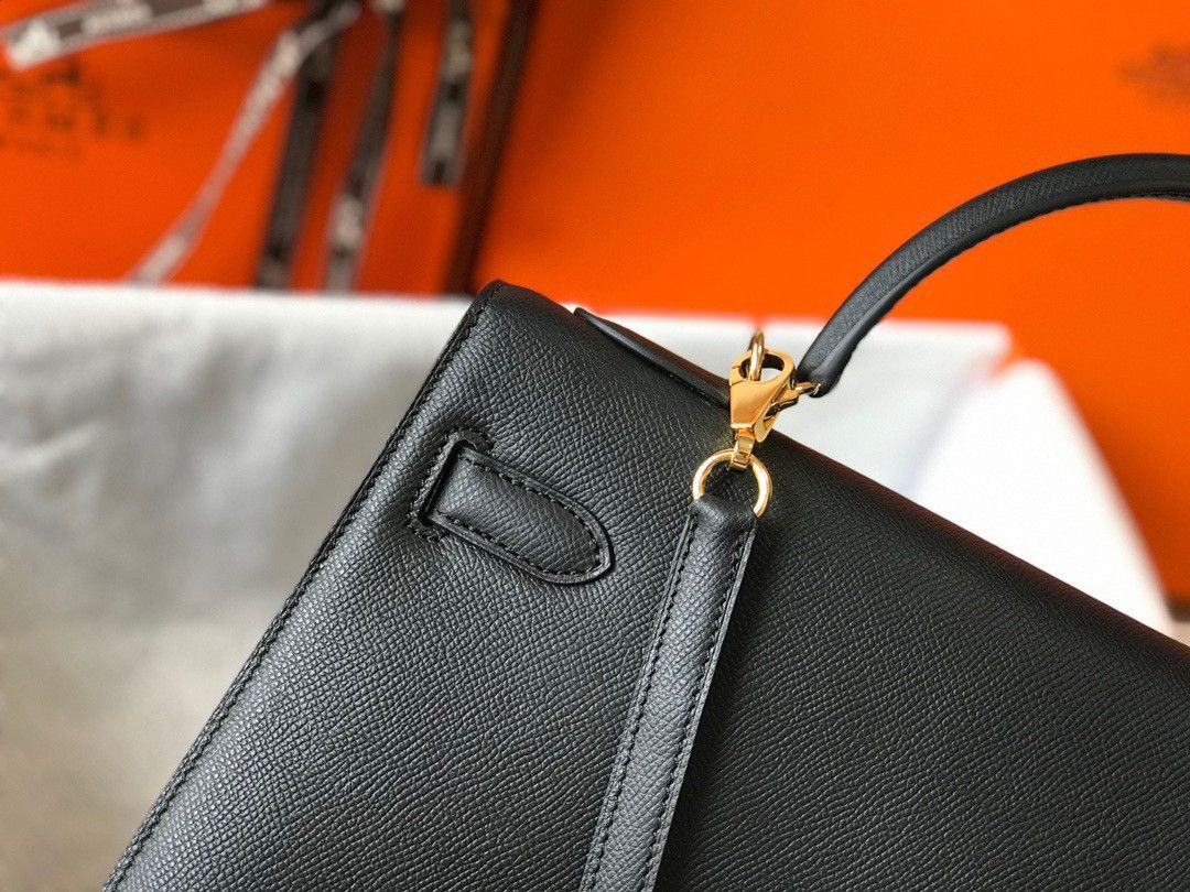 Hermes Kelly 28cm Sellier Bag in Black Epsom Calfskin GHW