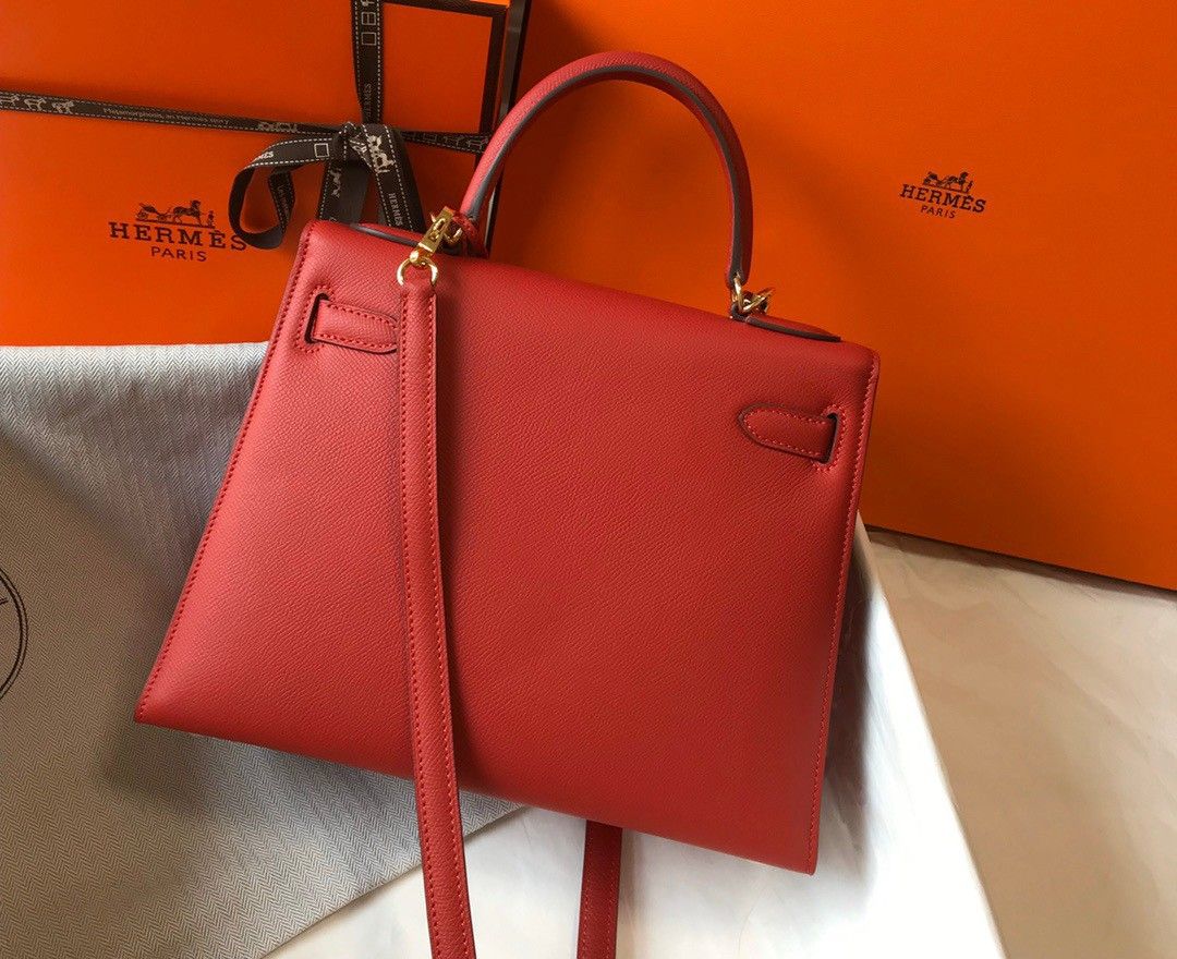 Hermes Kelly 28cm Sellier Bag in Red Epsom Calfskin GHW