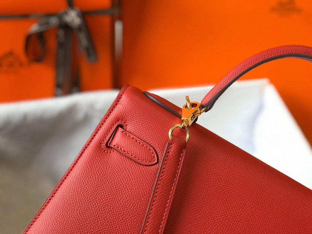 Hermes Kelly 28cm Sellier Bag in Red Epsom Calfskin GHW