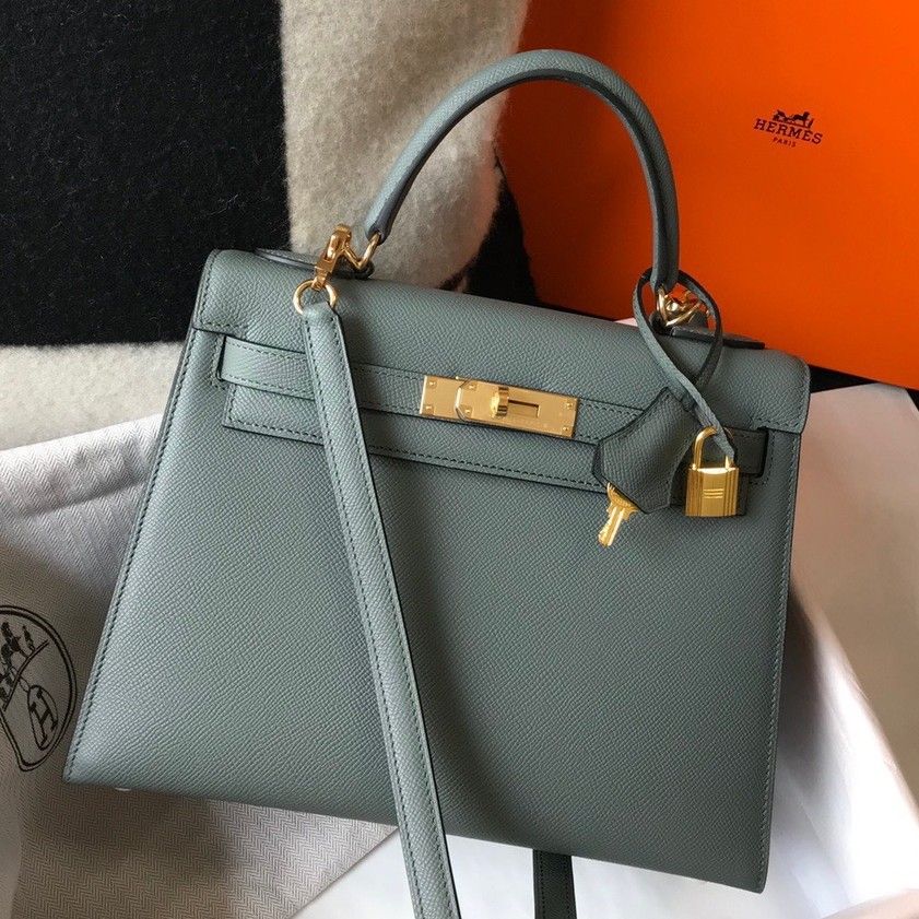 Hermes Kelly 28cm Sellier Bag in Vert Amande Epsom Calfskin GHW