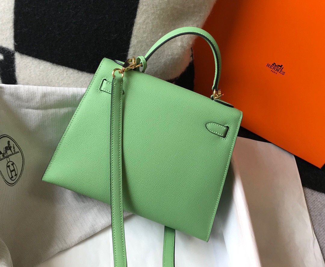 Hermes Kelly 28cm Sellier Bag in Vert Cypres Epsom Calfskin GHW