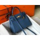 Hermes Kelly 32cm Retourne Bag in Blue Agate Clemence Leather GHW