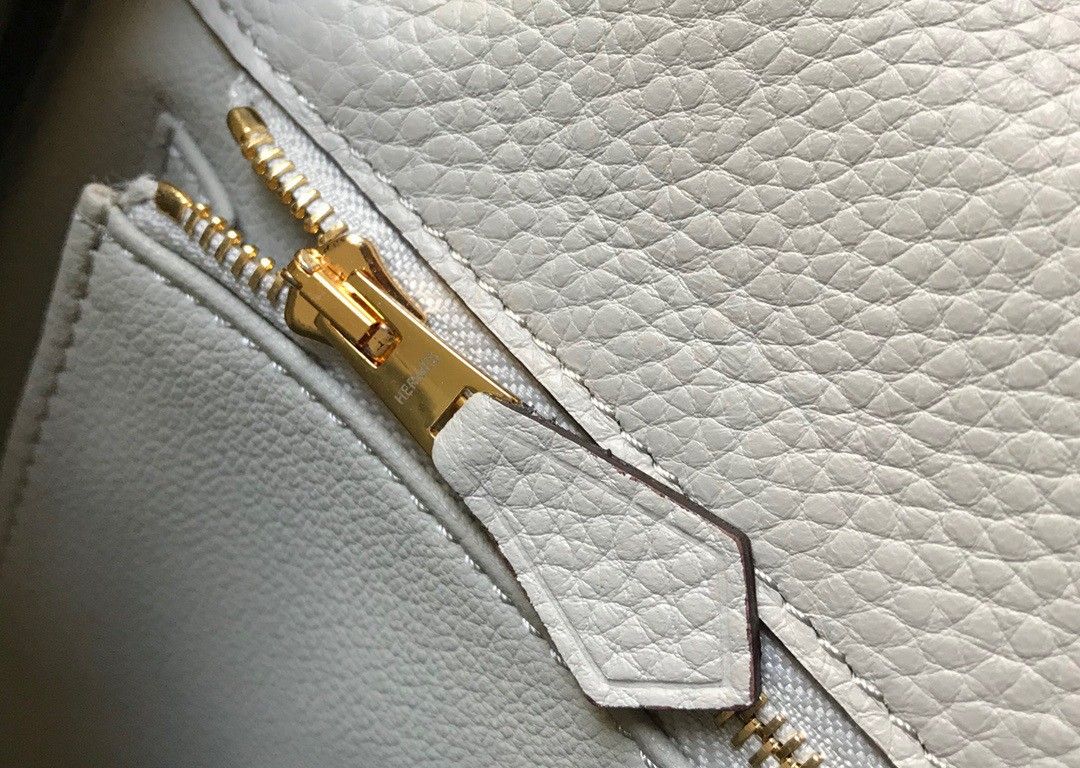 Hermes Kelly 32cm Retourne Bag in Pearl Grey Clemence Leather GHW