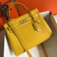 Hermes Kelly 32cm Retourne Bag in Yellow Clemence Leather GHW