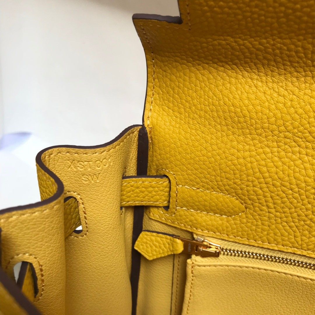 Hermes Kelly 32cm Retourne Bag in Yellow Clemence Leather GHW