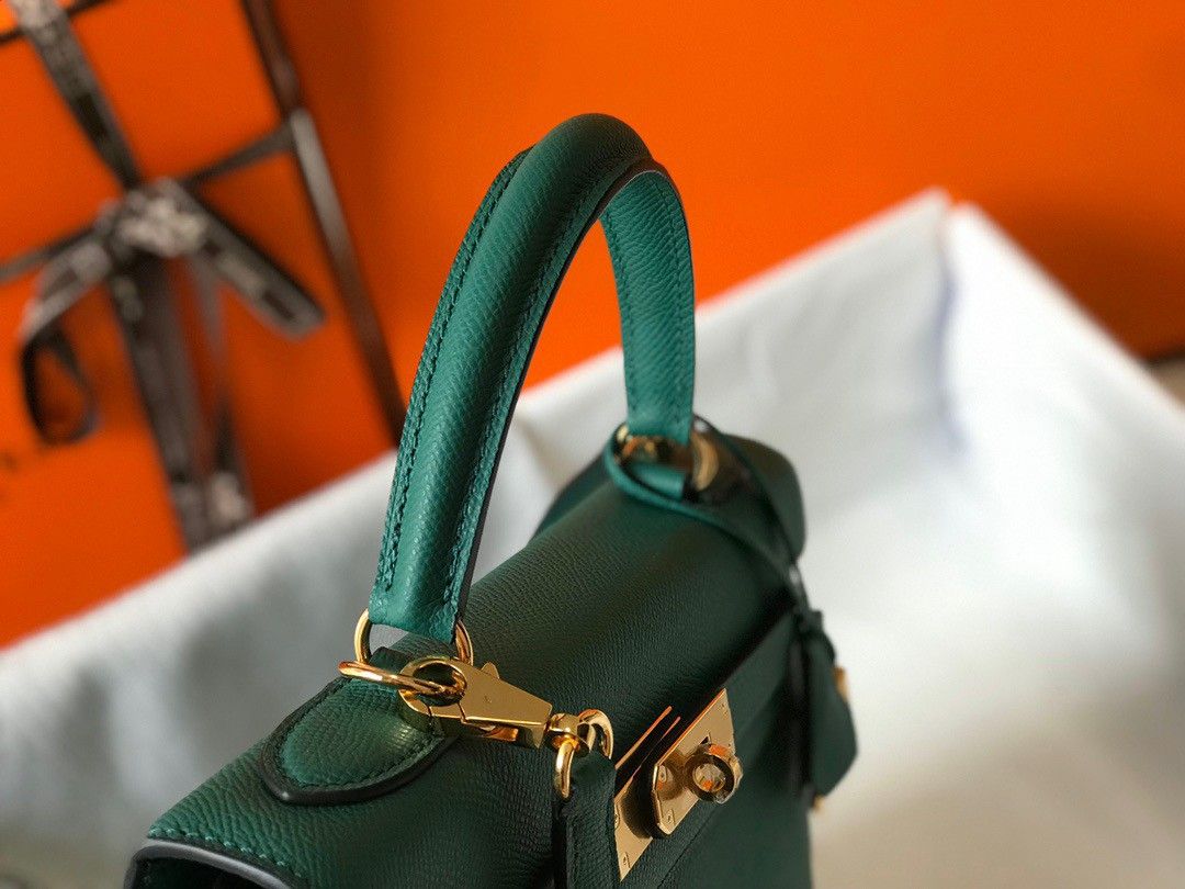 Hermes Kelly 32cm Sellier Bag in Malachite Epsom Calfskin GHW