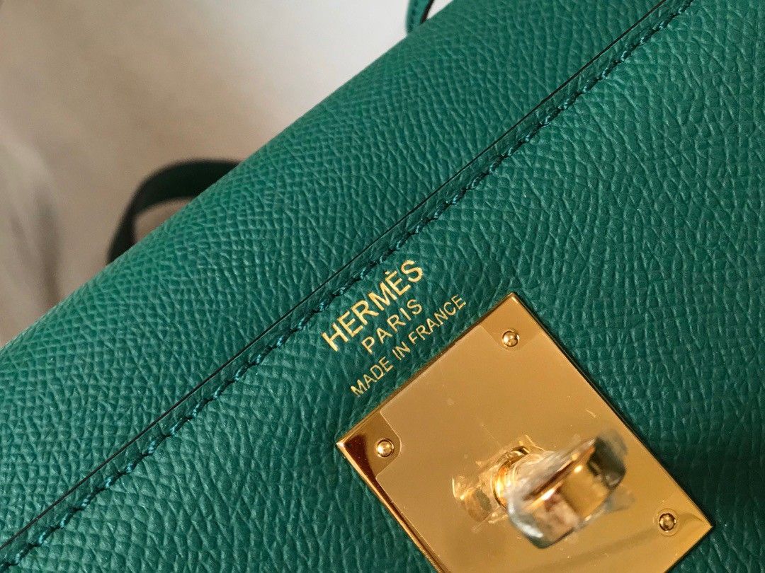 Hermes Kelly 32cm Sellier Bag in Malachite Epsom Calfskin GHW