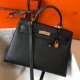 Hermes Kelly 32cm Sellier Bag in Black Epsom Calfskin GHW