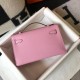 Hermes Kelly Pochette Clutch Bag In Mauve Sylvestre Epsom Leather