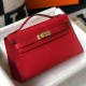 Hermes Kelly Pochette Clutch Bag In Red Epsom Leather