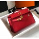 Hermes Kelly Pochette Clutch Bag In Red Epsom Leather