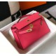 Hermes Kelly Pochette Clutch Bag In Rose Lipstick Epsom Leather