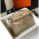 Hermes Kelly Pochette Clutch Bag In Gris Tourterelle Epsom Leather