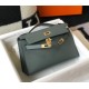 Hermes Kelly Pochette Clutch Bag In Vert Amande Epsom Leather