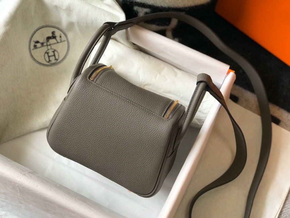 Hermes Lindy Mini Bag In Etain Clemence Leather GHW