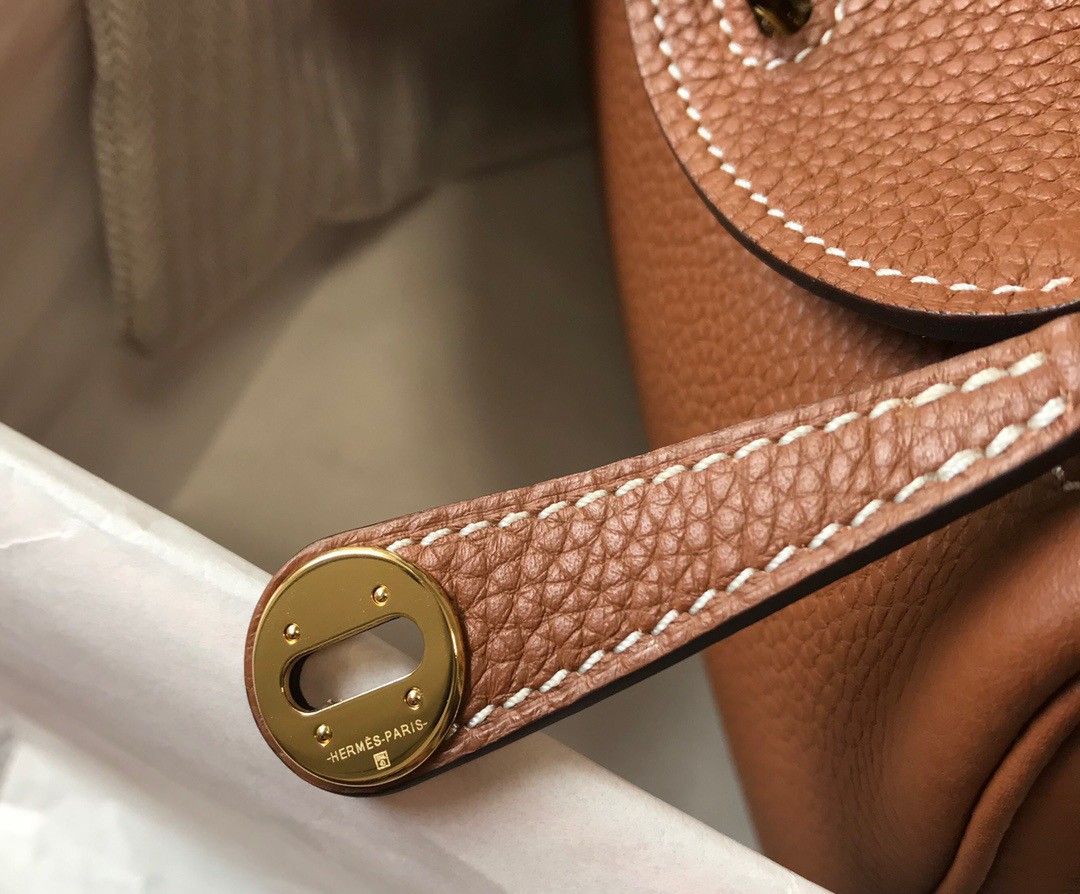 Hermes Lindy Mini Bag In Gold Clemence Leather GHW