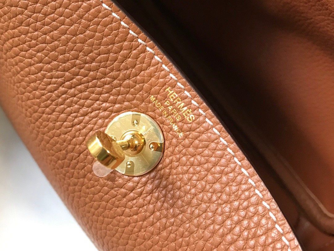 Hermes Lindy Mini Bag In Gold Clemence Leather GHW