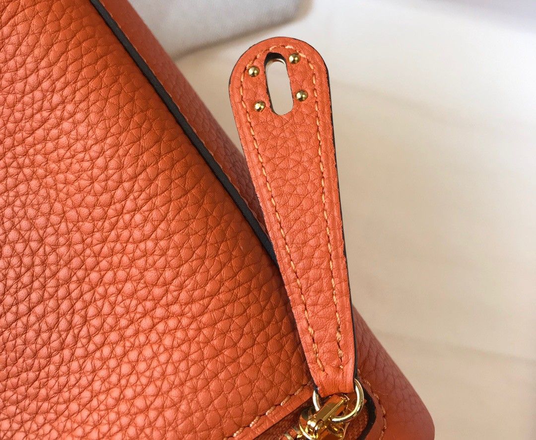 Hermes Lindy Mini Bag In Orange Clemence Leather GHW