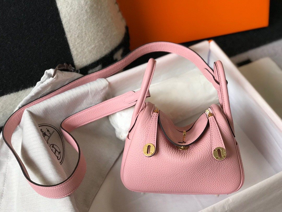 Hermes Lindy Mini Bag In Pink Clemence Leather GHW