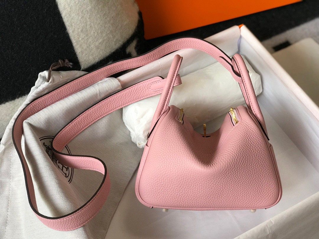 Hermes Lindy Mini Bag In Pink Clemence Leather GHW