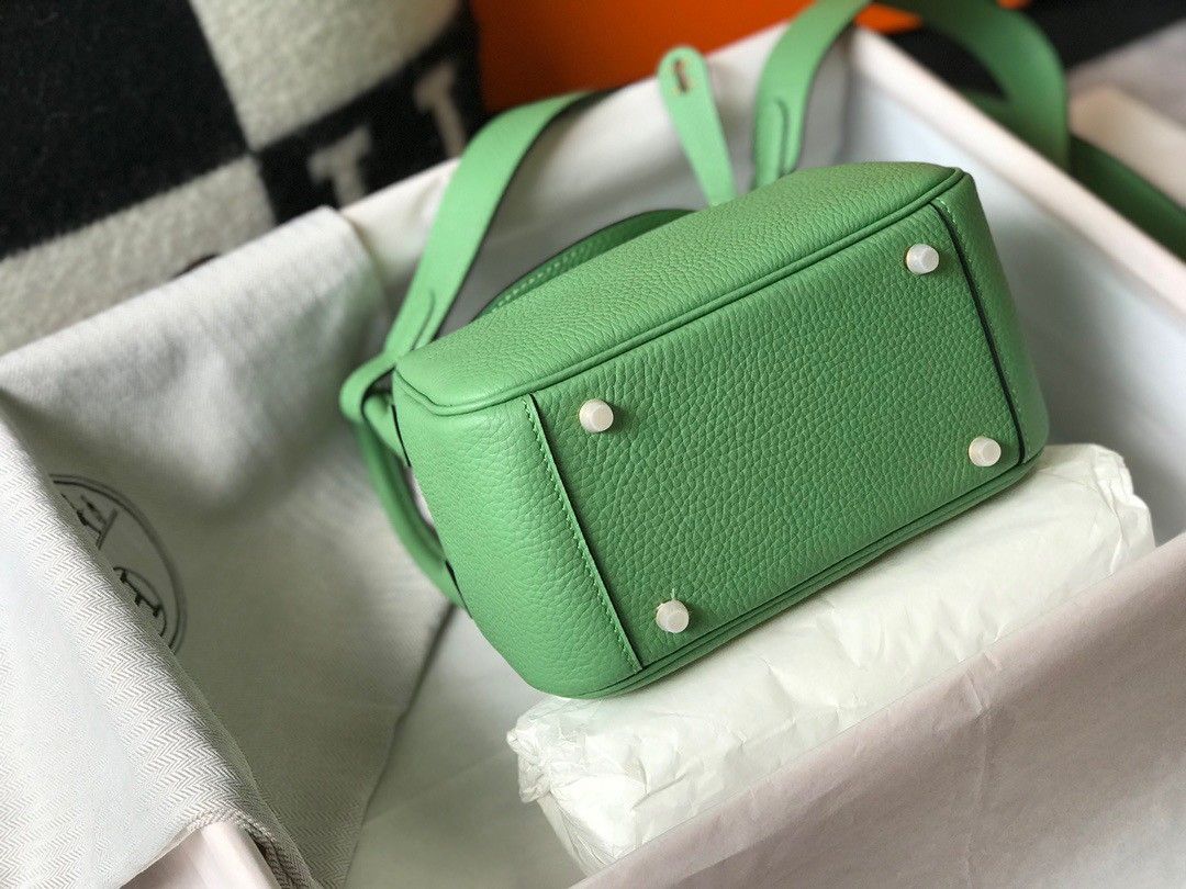 Hermes Lindy Mini Bag In Vert Criquet Clemence Leather GHW