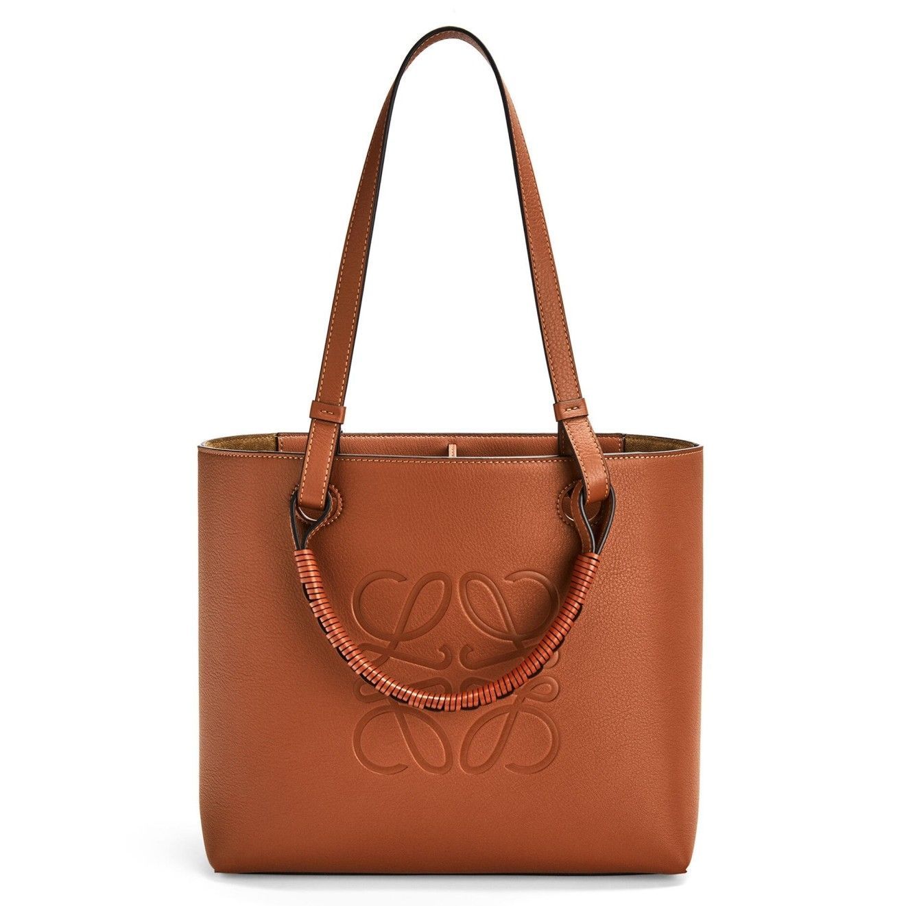 Loewe Anagram Small Tote In Brown Classic Calfskin