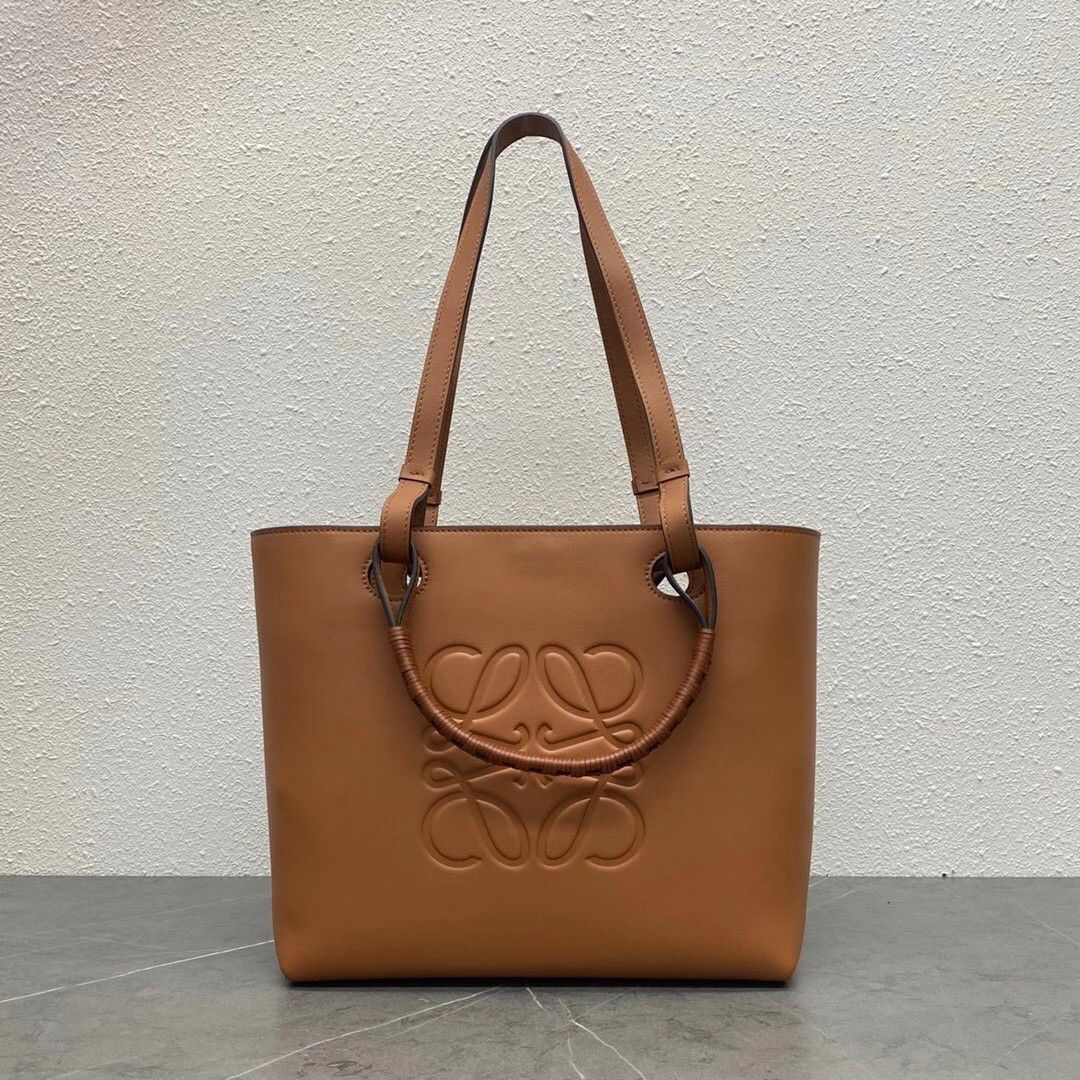 Loewe Anagram Small Tote In Brown Classic Calfskin