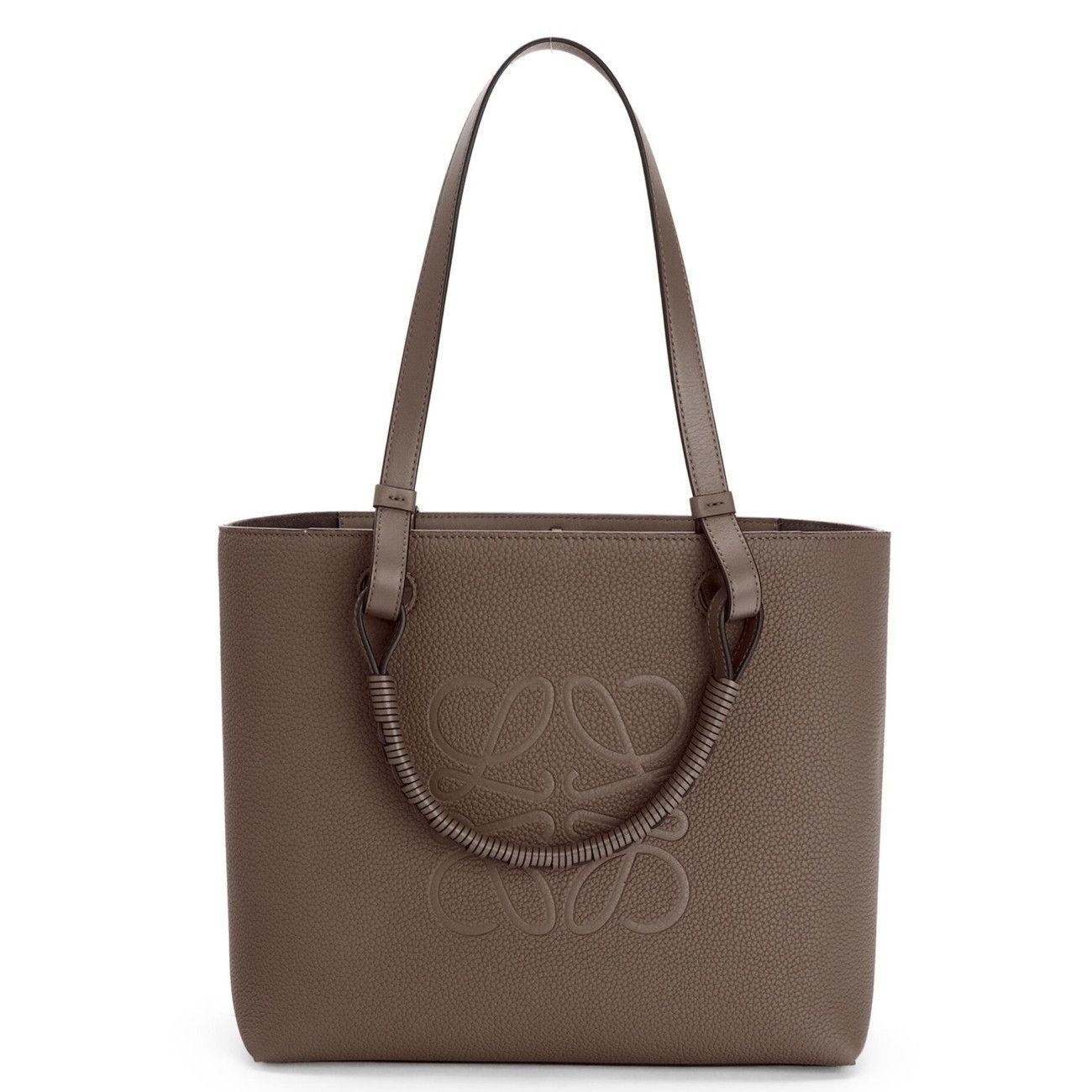 Loewe Anagram Small Tote In Taupe Grained Calfskin