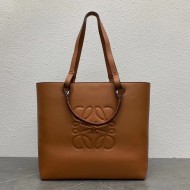 Loewe Anagram Medium Tote Bag In Brown Calfskin