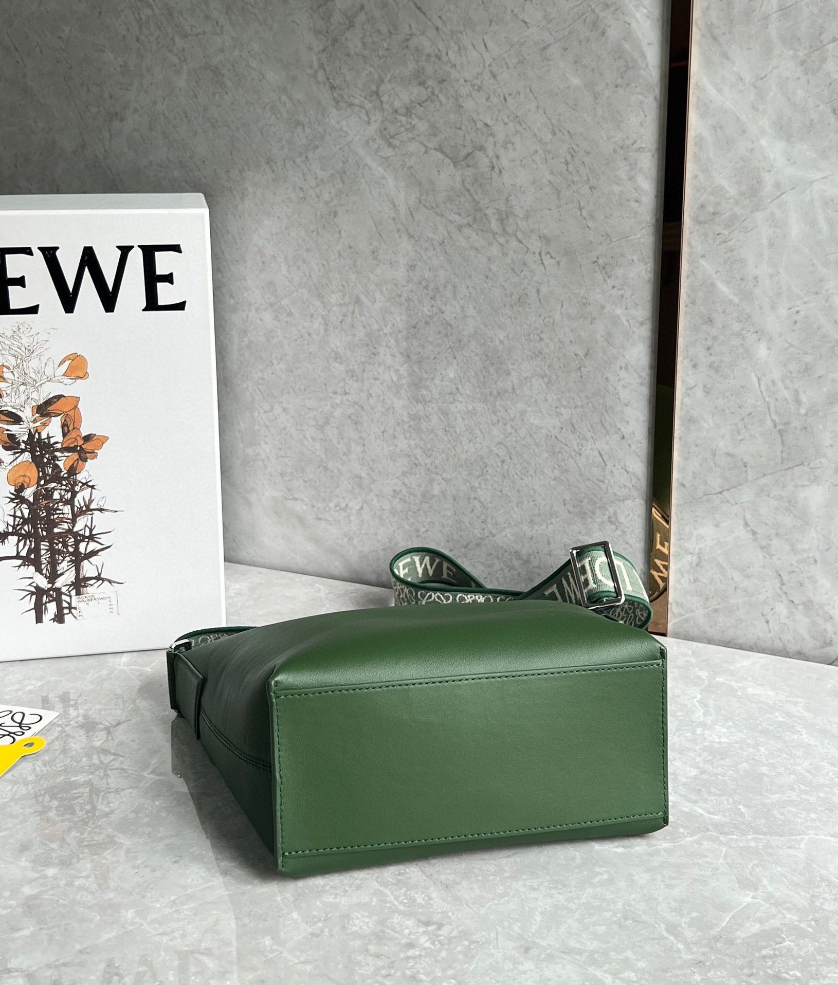 Loewe Cubi Small Bag in Green Calfskin and Jacquard