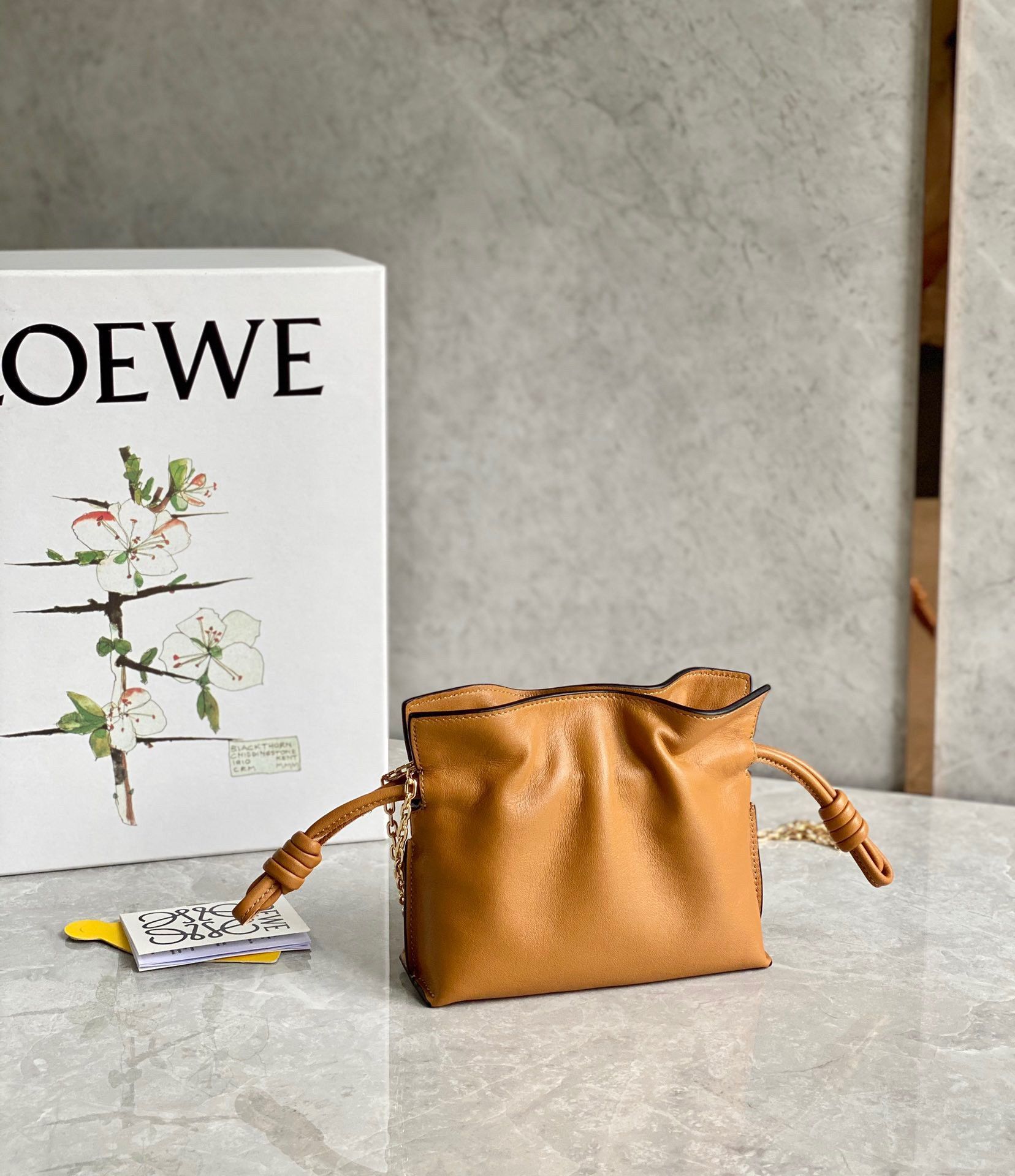 Loewe Flamenco Nano Clutch In Brown Nappa Leather