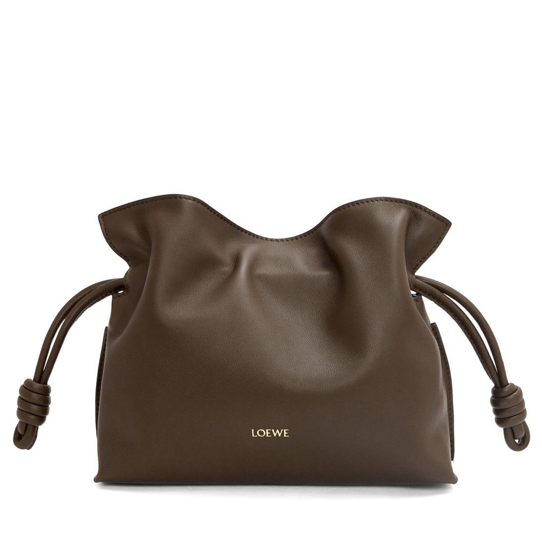 Loewe Mini Flamenco Clutch Bag in Chocolate Nappa Calfskin