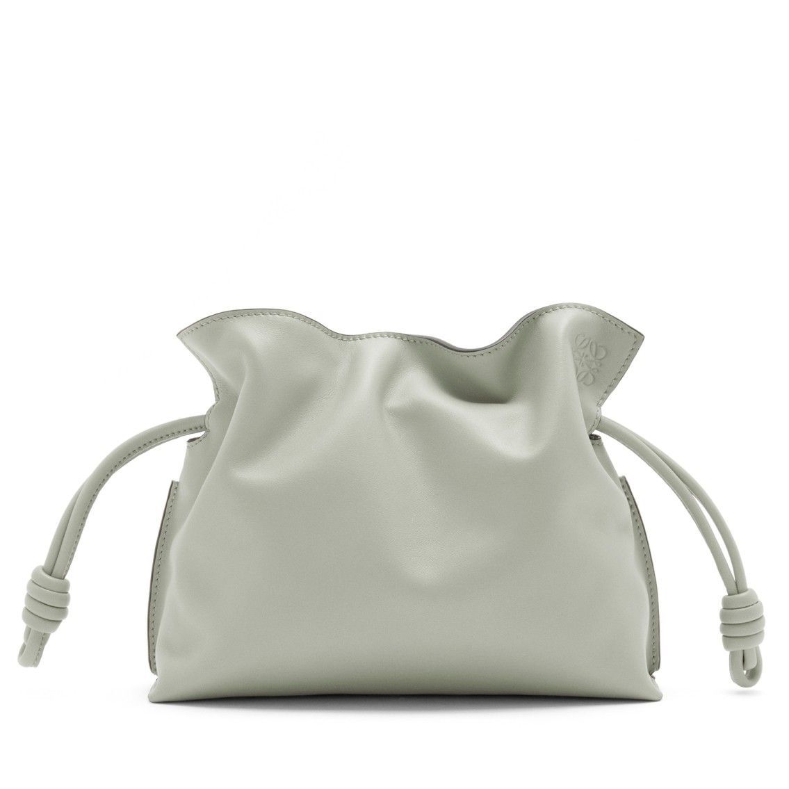 Loewe Mini Flamenco Clutch Bag In Ash Grey Calfskin