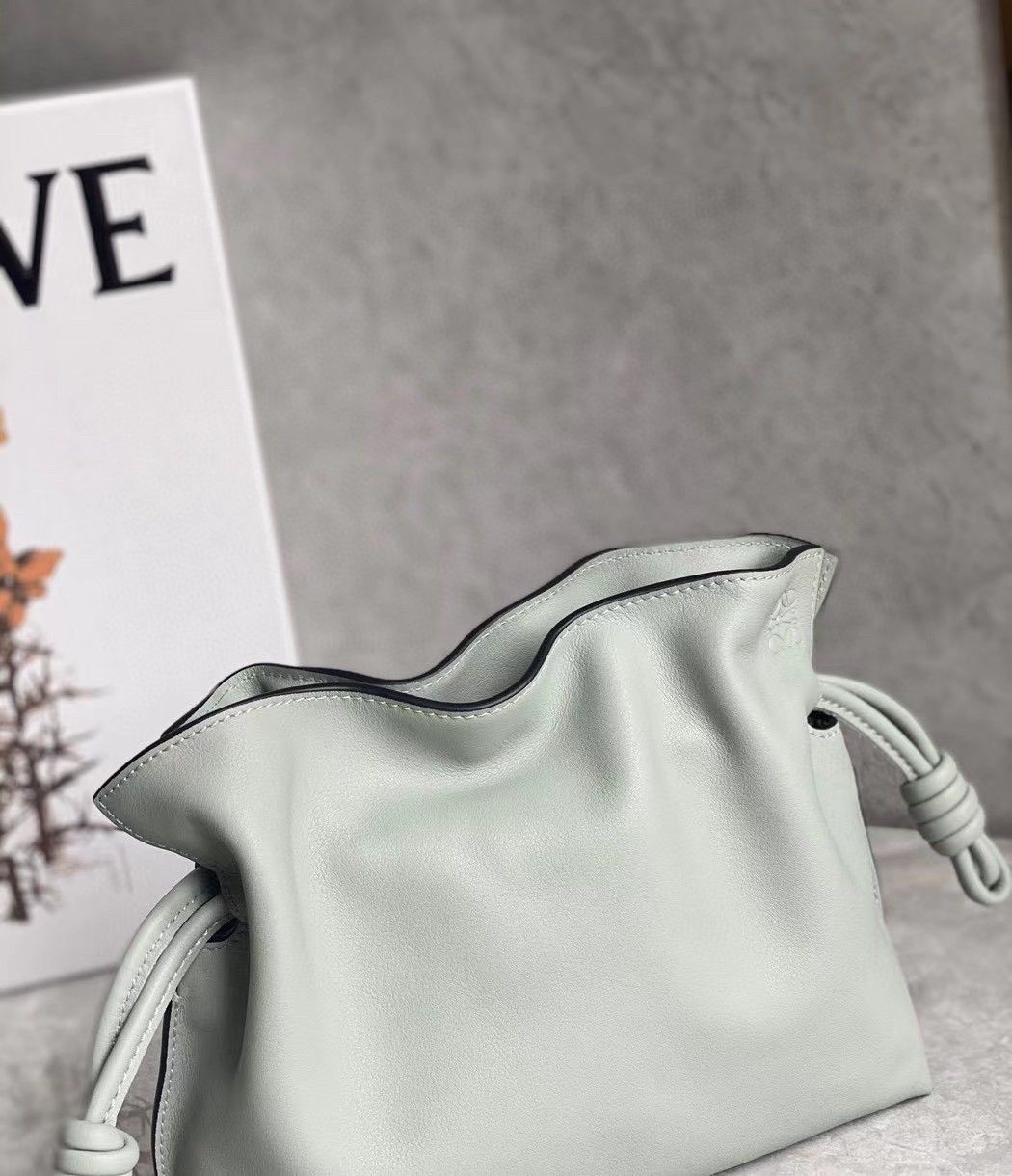 Loewe Mini Flamenco Clutch Bag In Ash Grey Calfskin