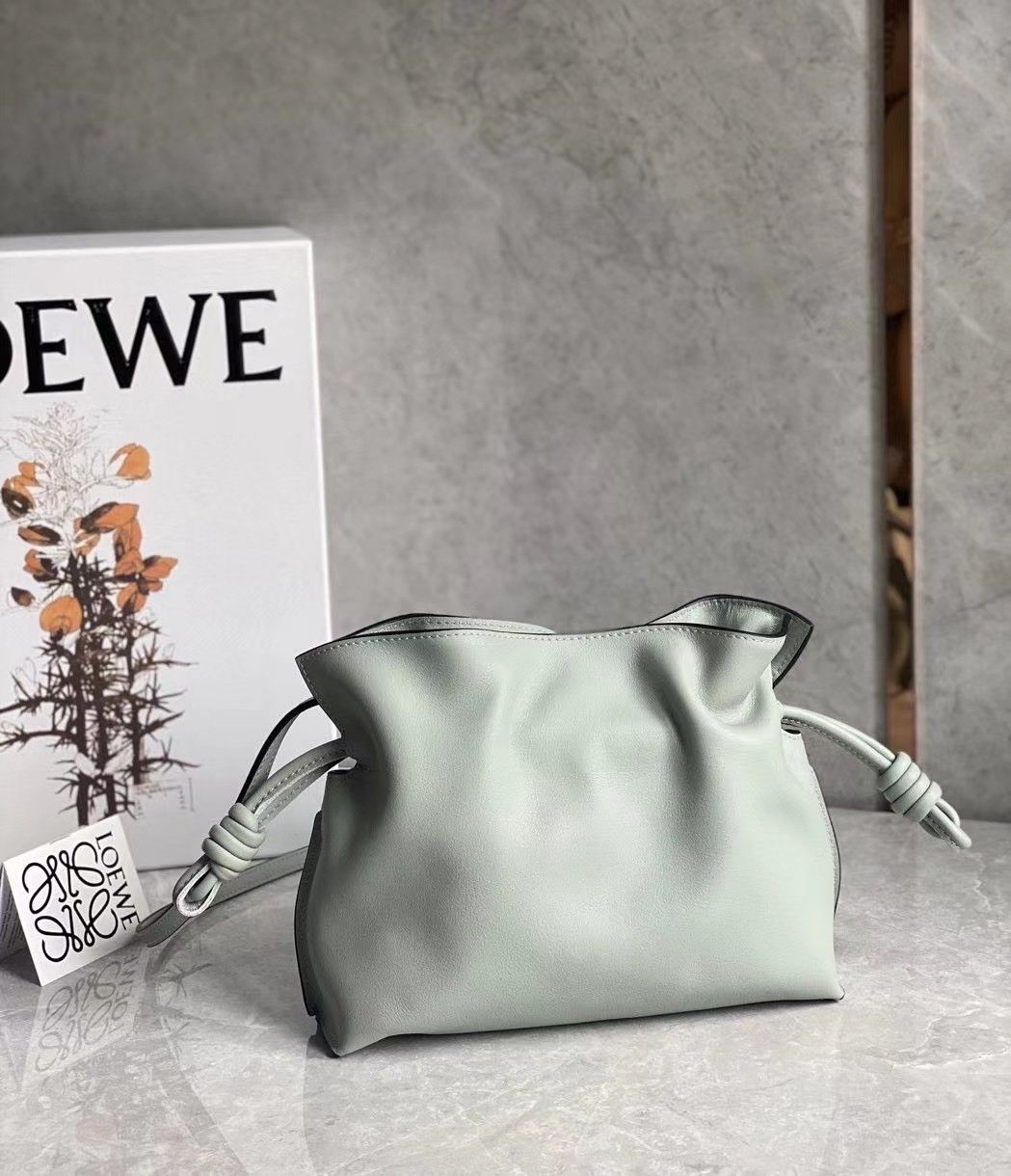 Loewe Mini Flamenco Clutch Bag In Ash Grey Calfskin