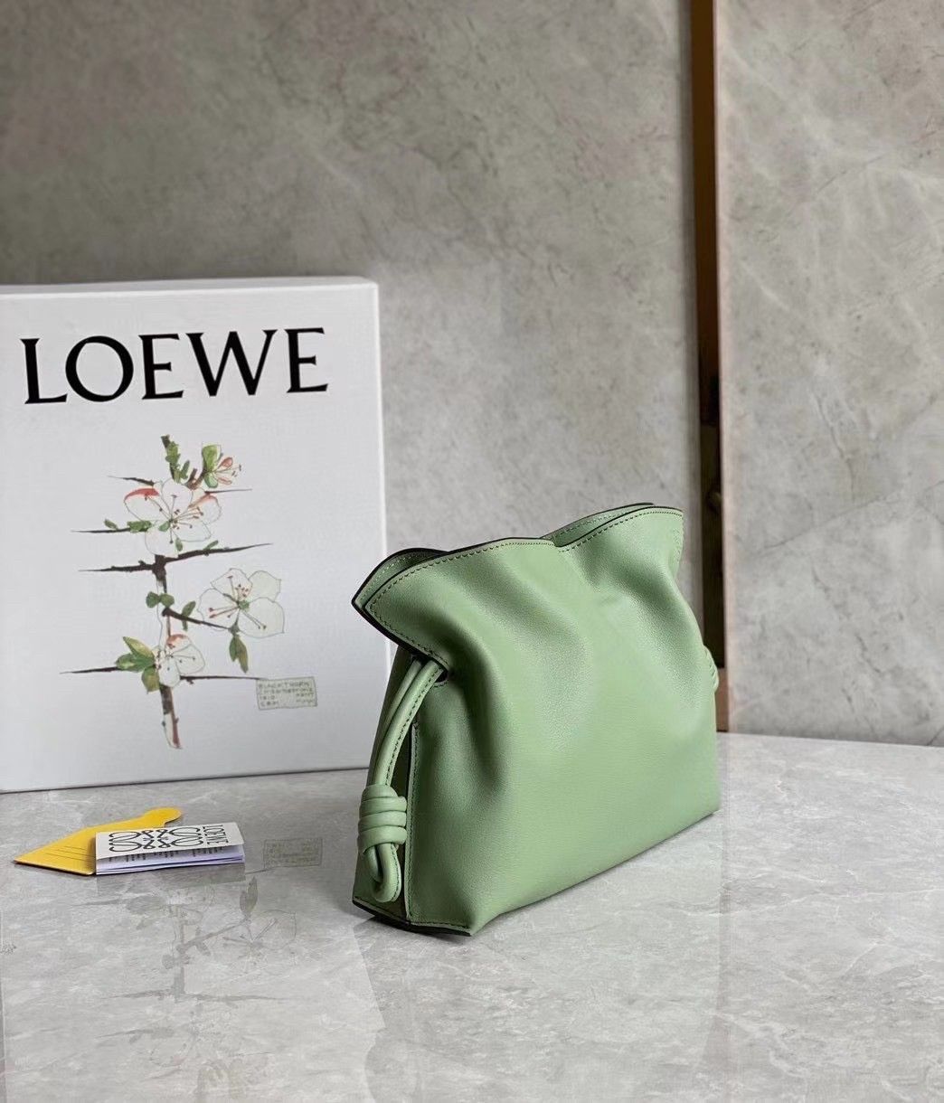 Loewe Mini Flamenco Clutch Bag In Rosemary Calfskin