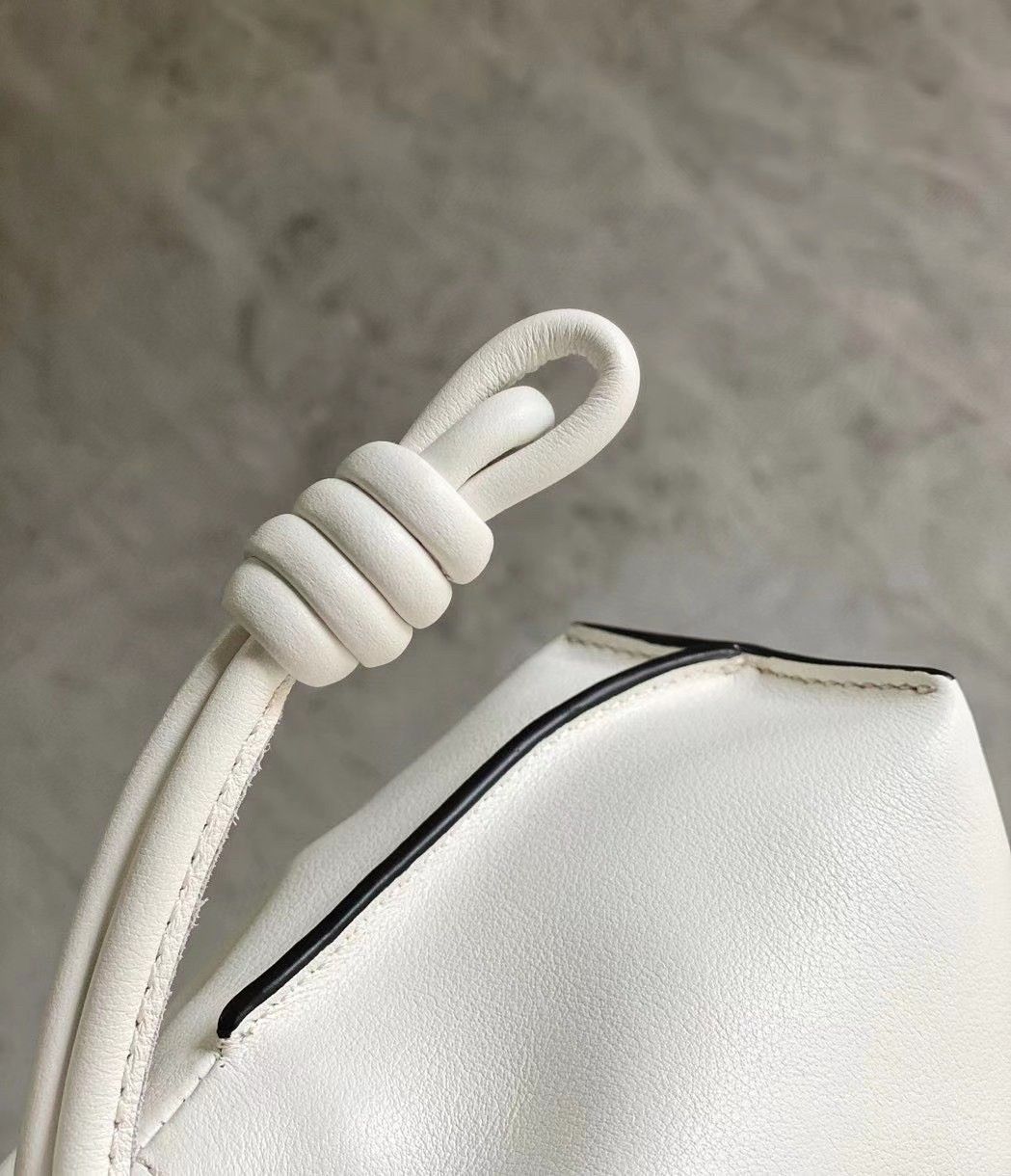 Loewe Mini Flamenco Clutch Bag In White Calfskin