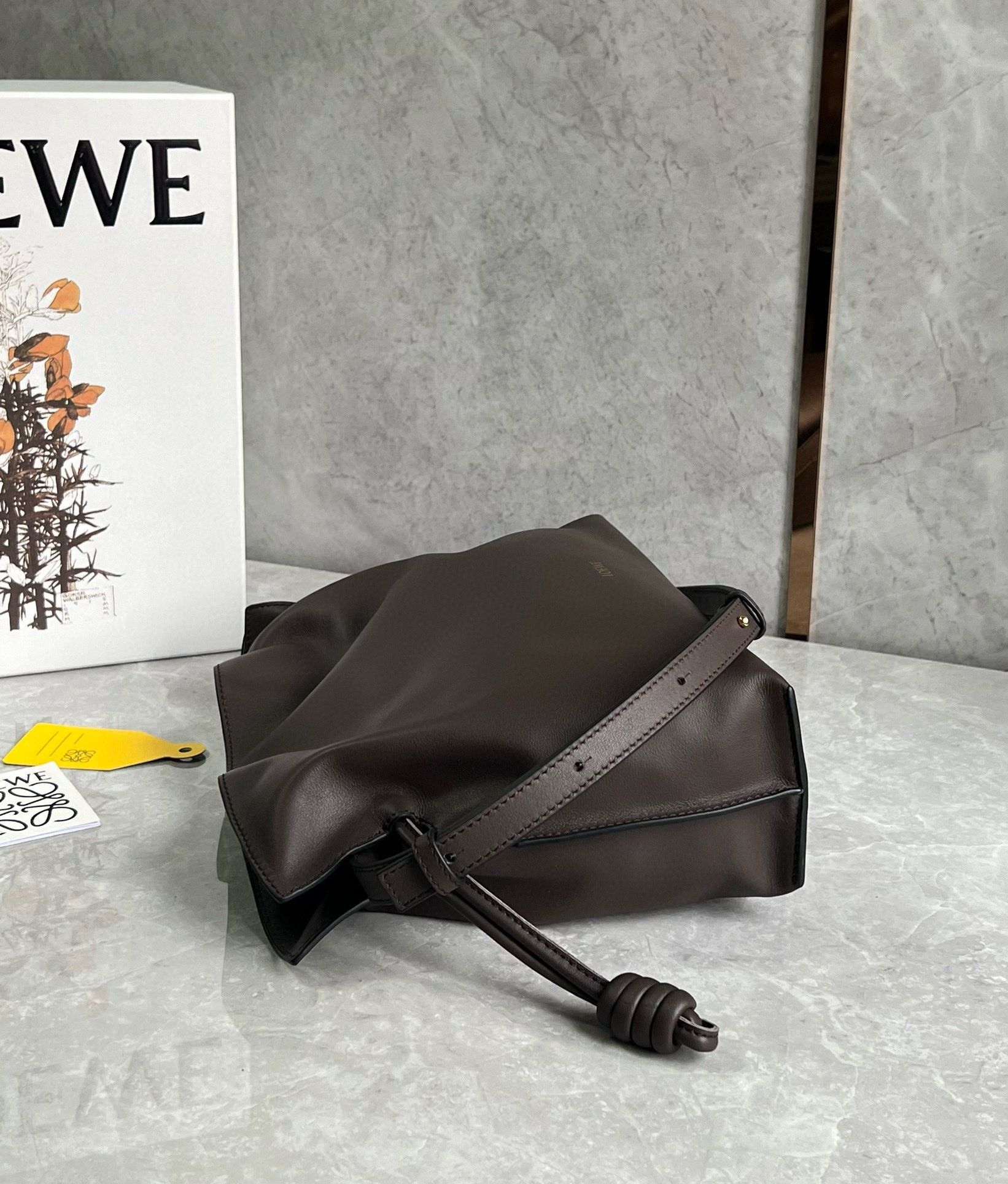 Loewe Flamenco Clutch Bag in Chocolate Nappa Calfskin