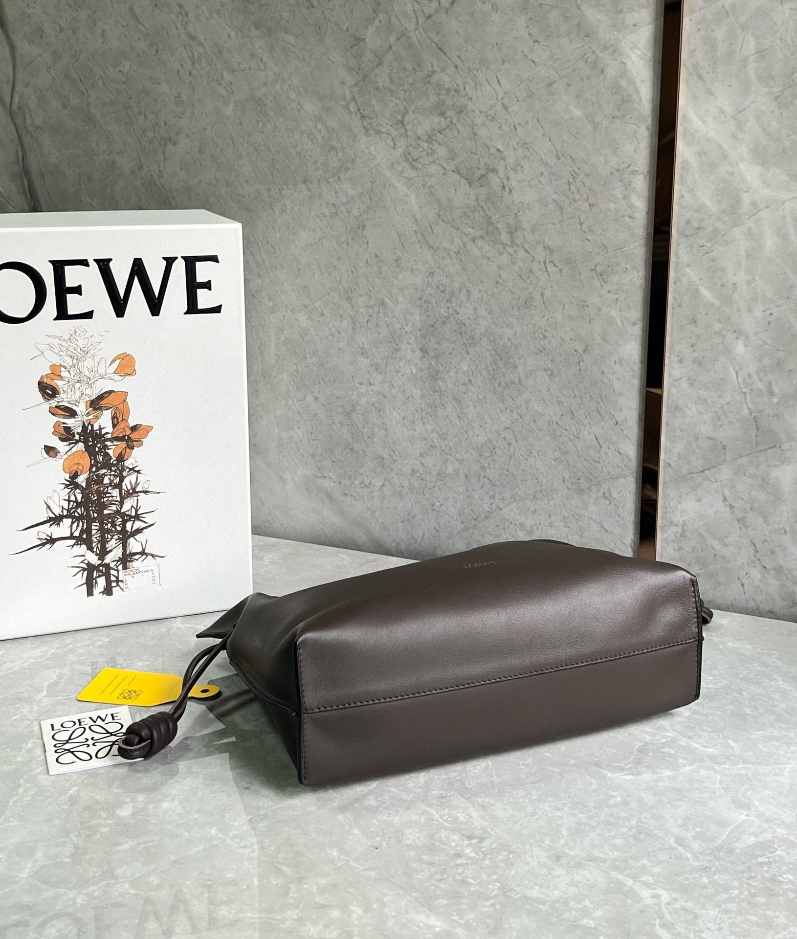 Loewe Flamenco Clutch Bag in Chocolate Nappa Calfskin