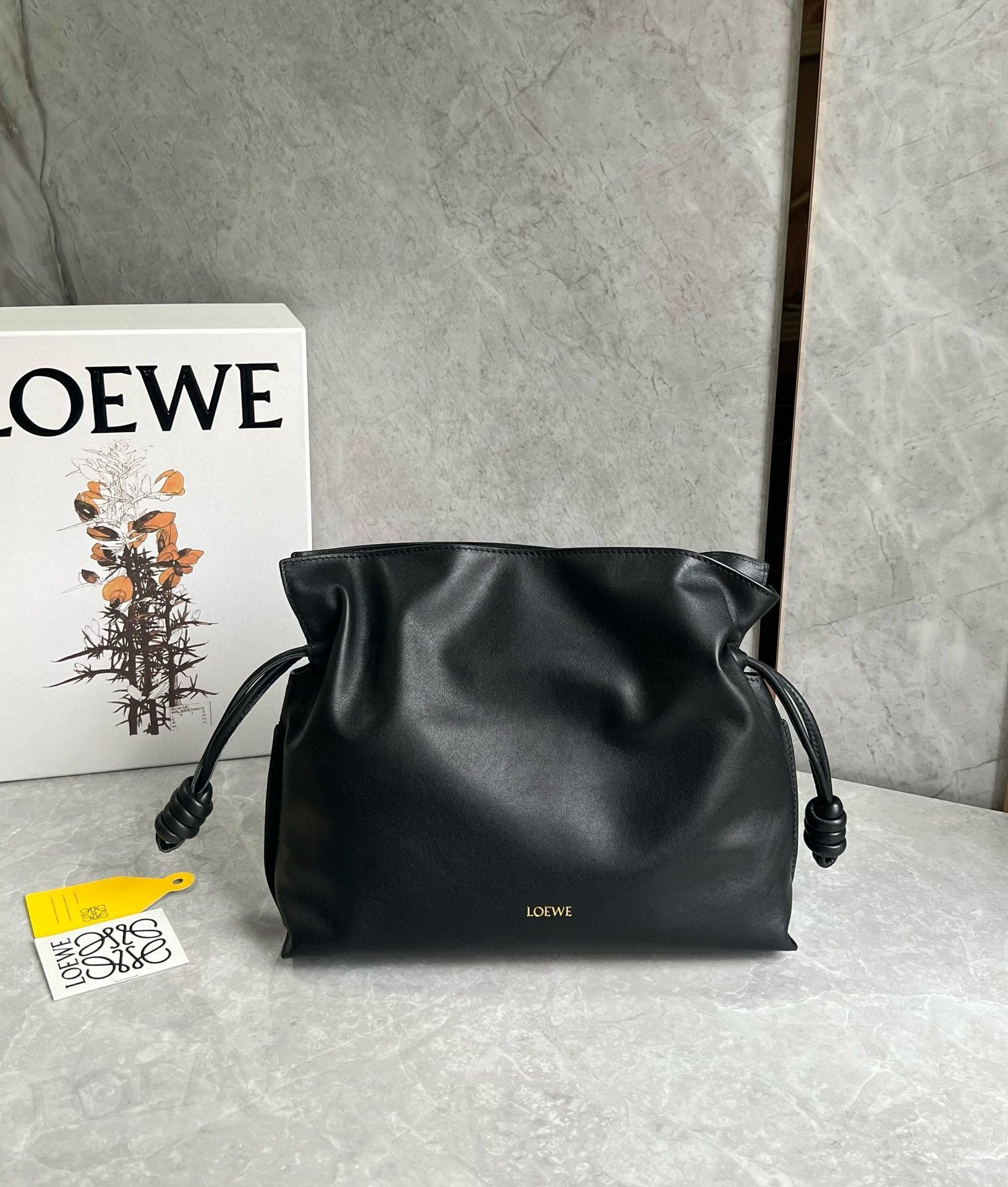 Loewe Flamenco Clutch Bag in Black Nappa Calfskin