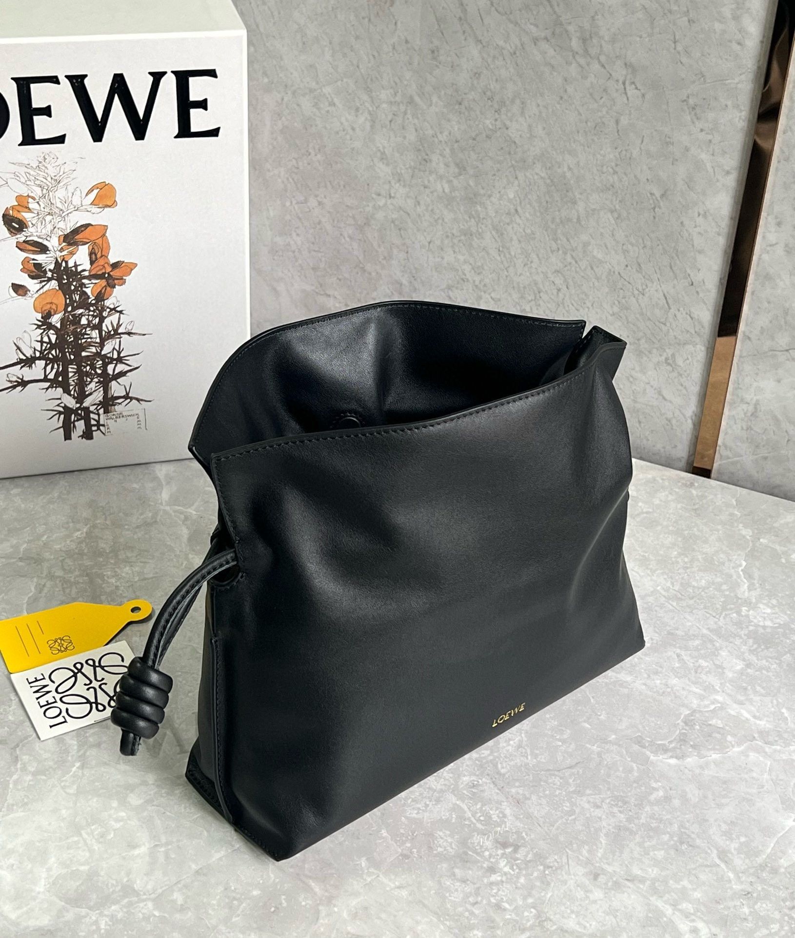 Loewe Flamenco Clutch Bag in Black Nappa Calfskin