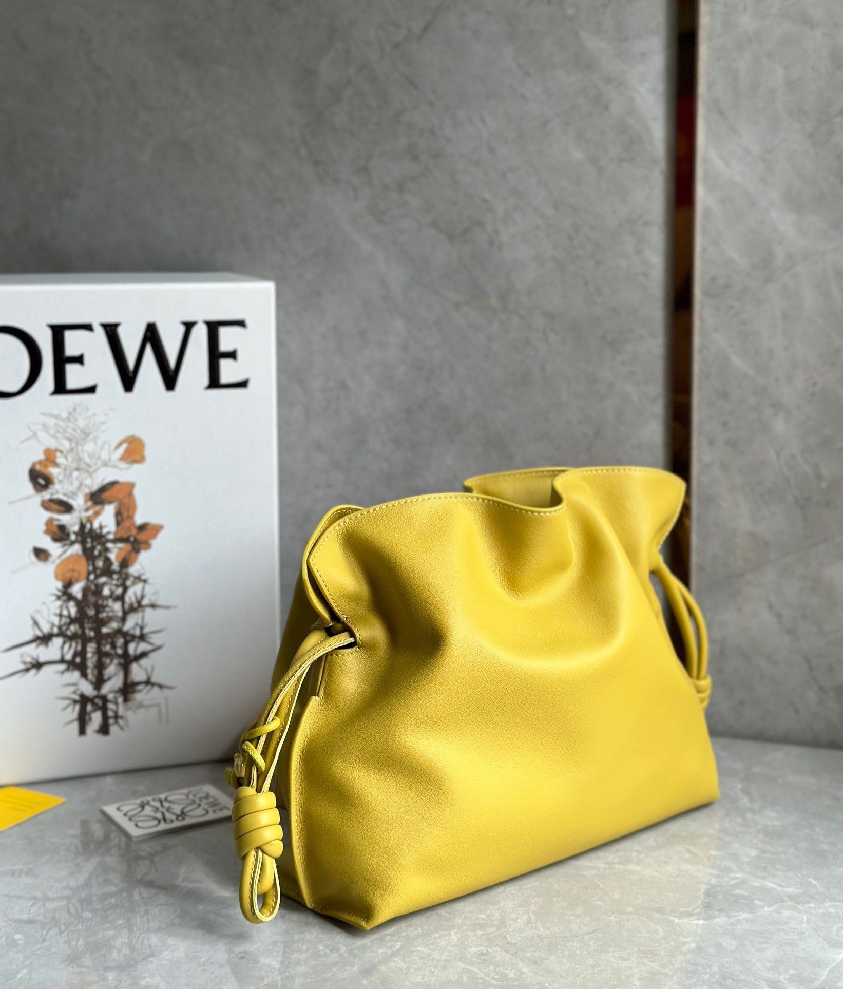 Loewe Flamenco Clutch Bag In Pale Yellow Leather