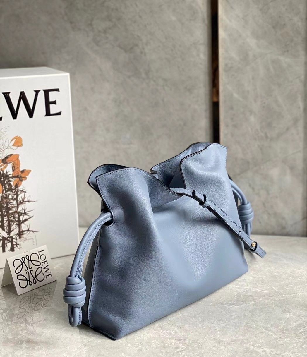 Loewe Flamenco Clutch Bag In Atlantic Blue Calfskin