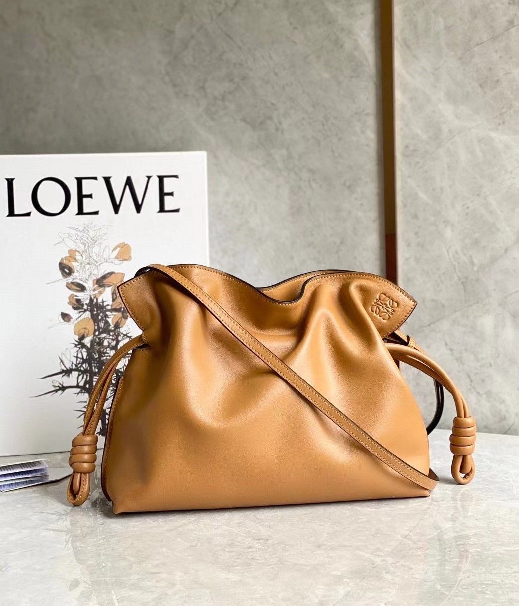 Loewe Flamenco Clutch Bag In Brown Calfskin