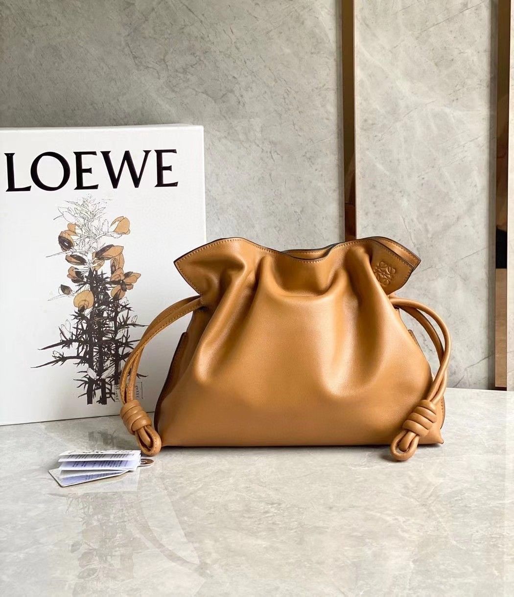 Loewe Flamenco Clutch Bag In Brown Calfskin