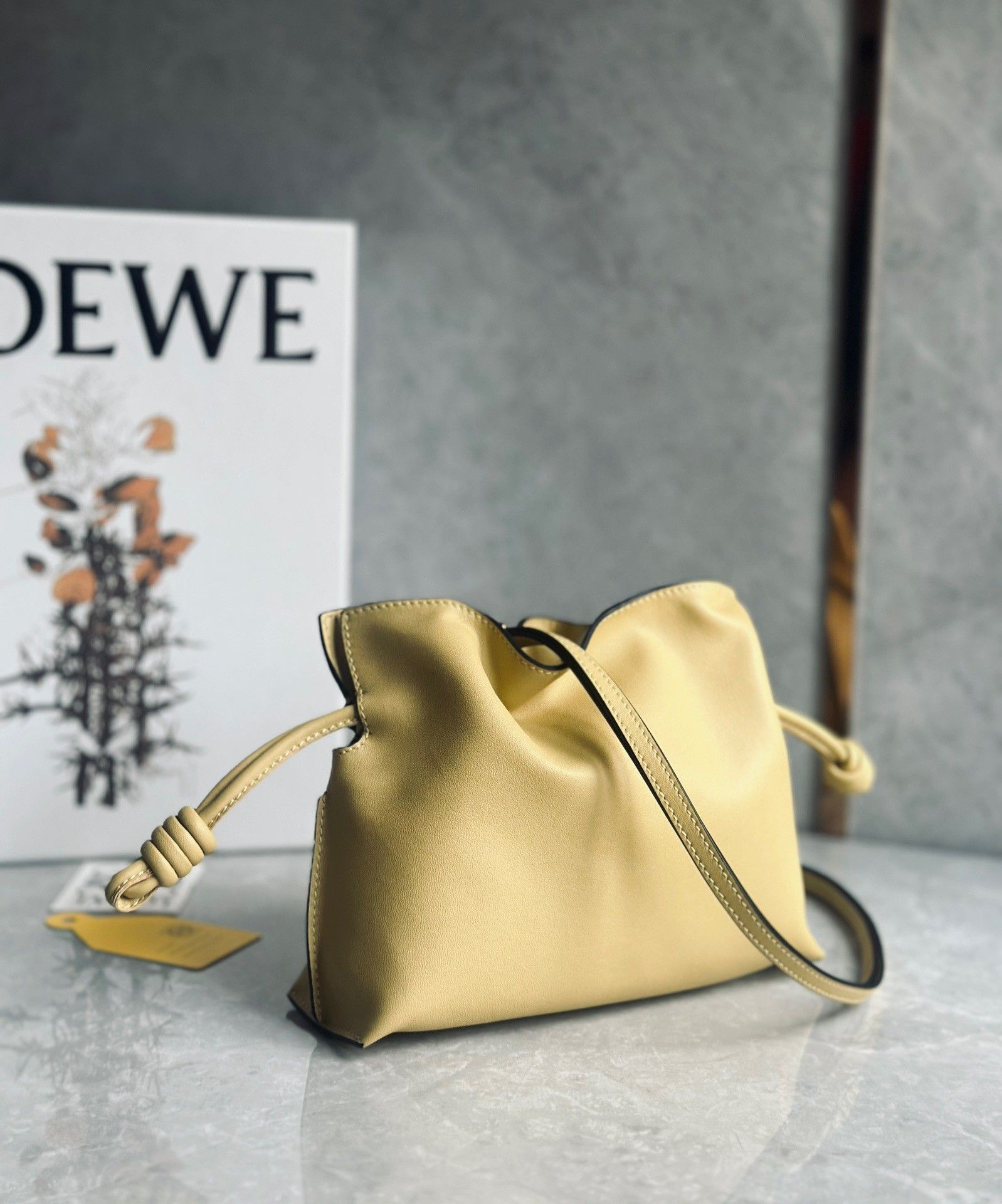 Loewe Flamenco Clutch Bag In Dark Butter Calfskin