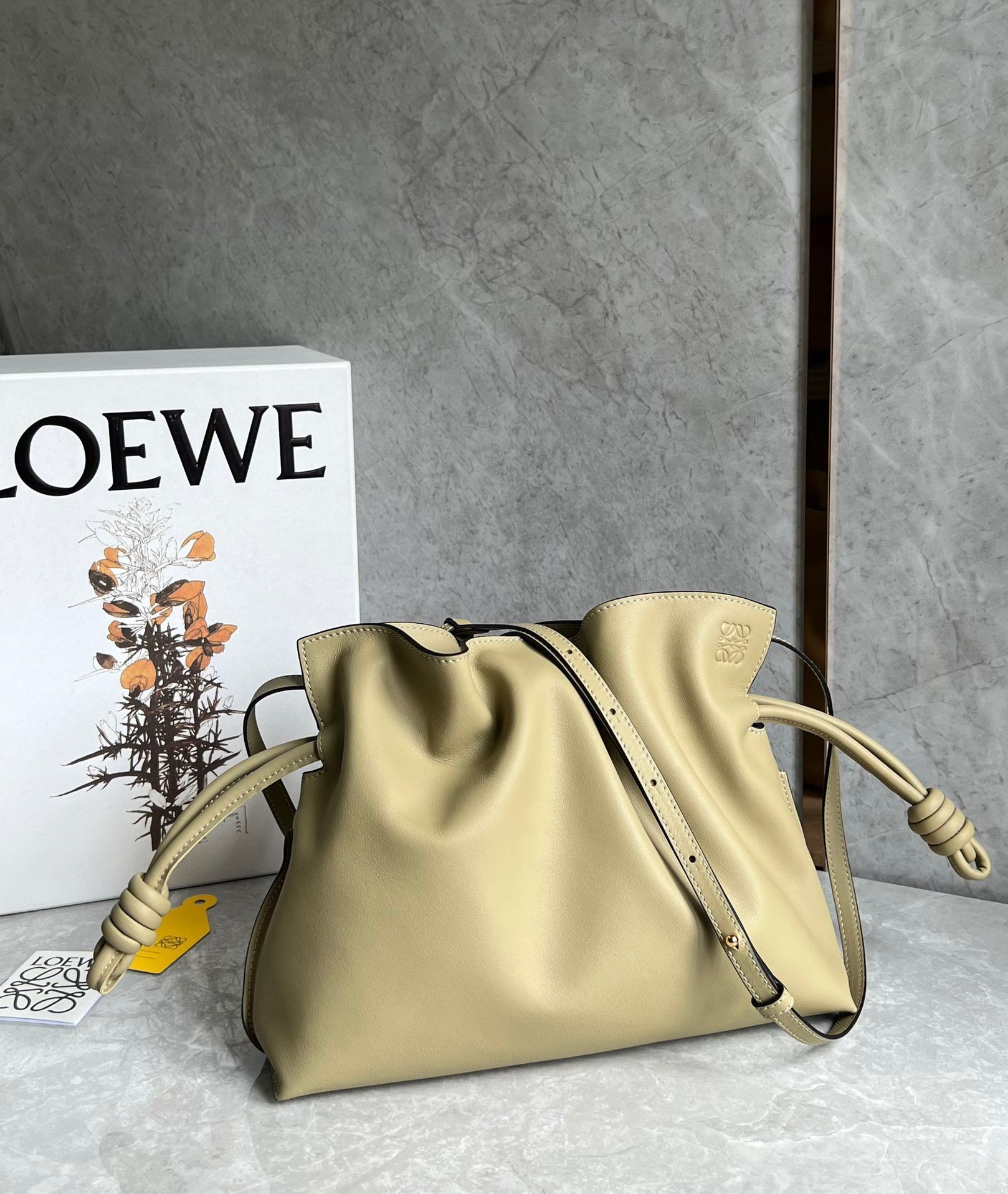 Loewe Flamenco Clutch Bag In Clay Green Calfskin